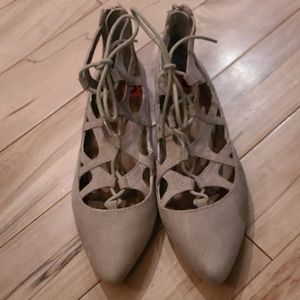 Size 6 Mia flat shoes with zipper back